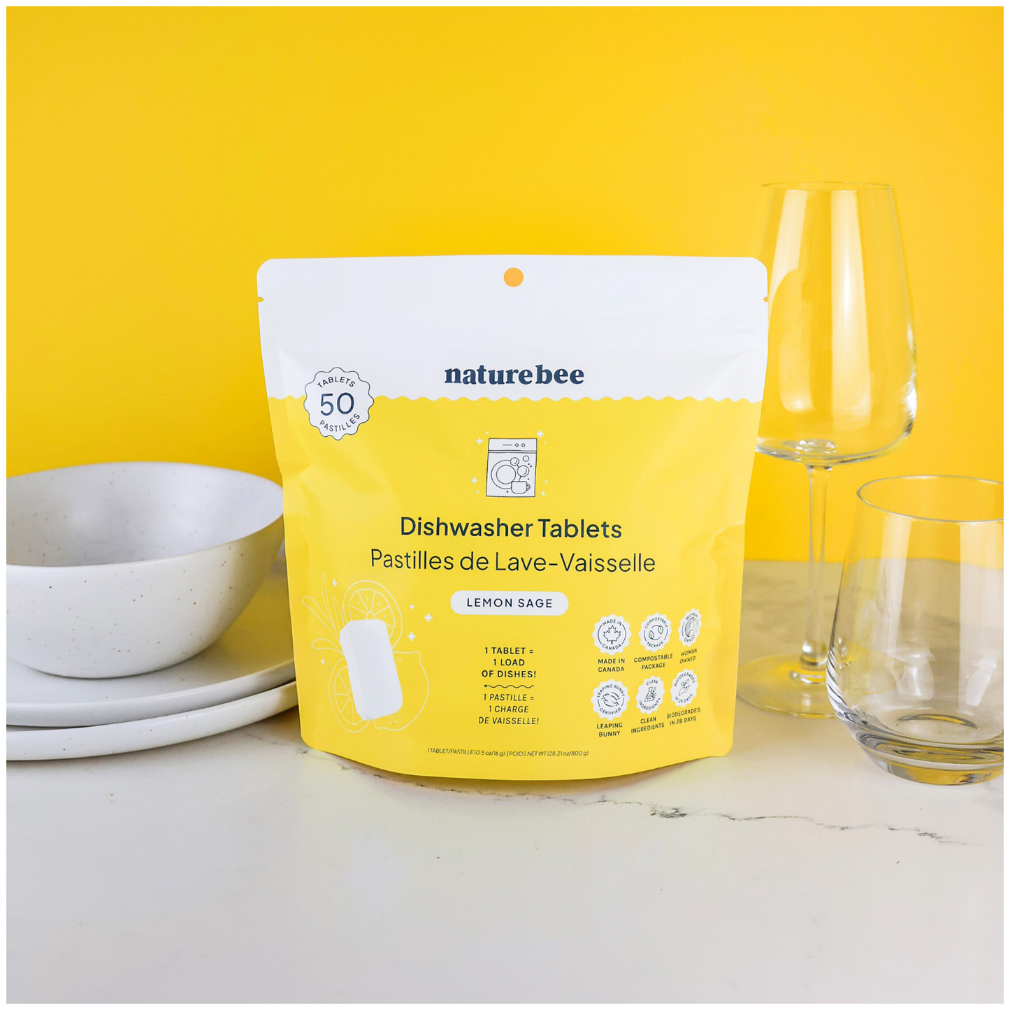 Dishwasher Tablets Lemon | MADE IN CANADA | Nature Bee
