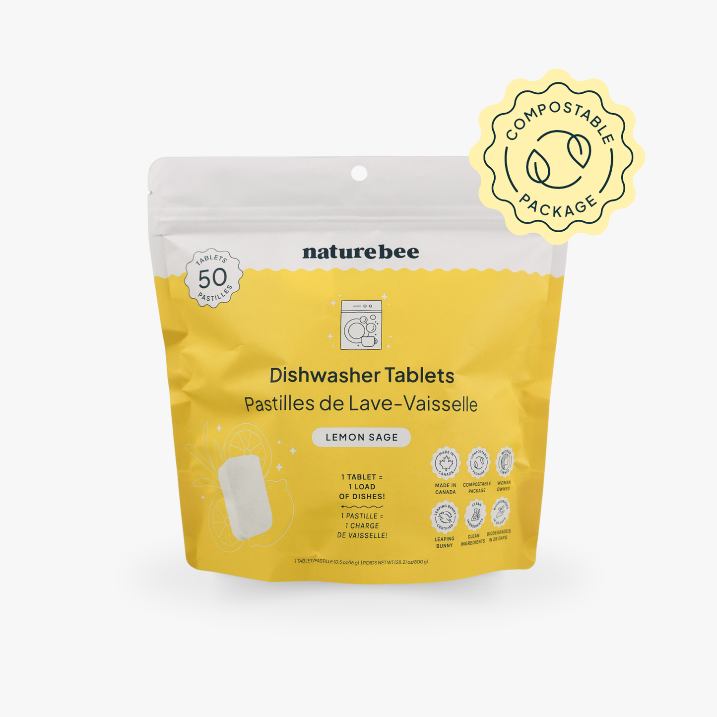 Dishwasher Tablets Lemon | MADE IN CANADA | Nature Bee