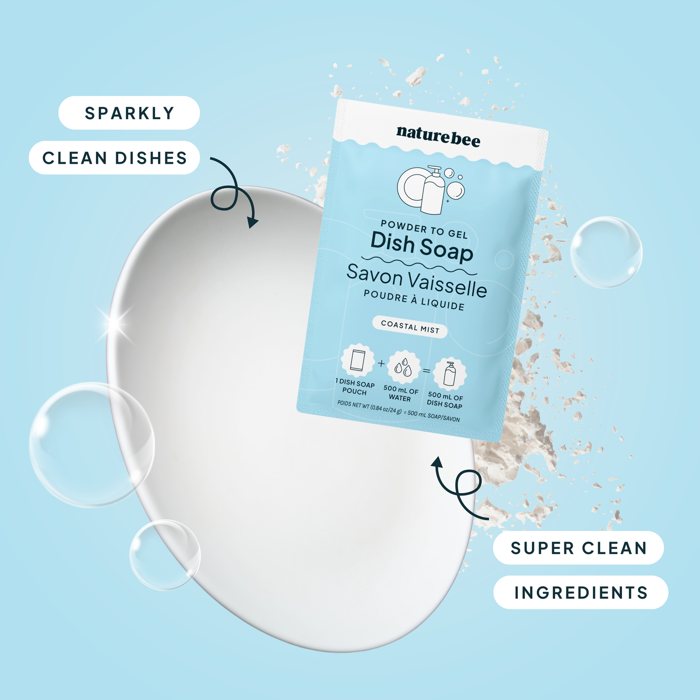 Coastal Mist Dish Soap - Powder to Gel 